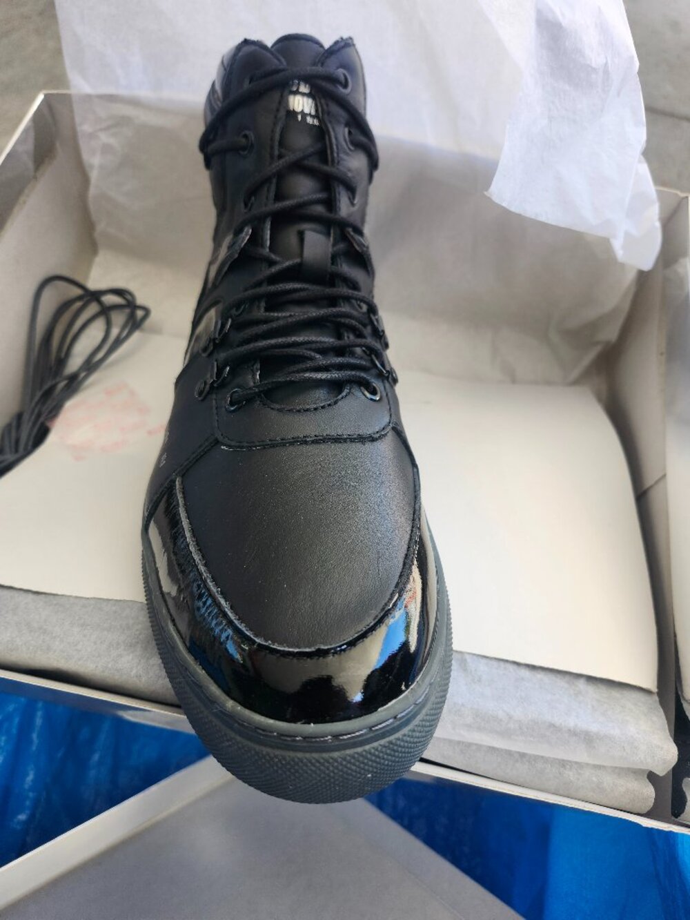NWB/GODSPEED MOVEMENT/ Black Leather W/ Patent Leather Trim, Men's 10.5